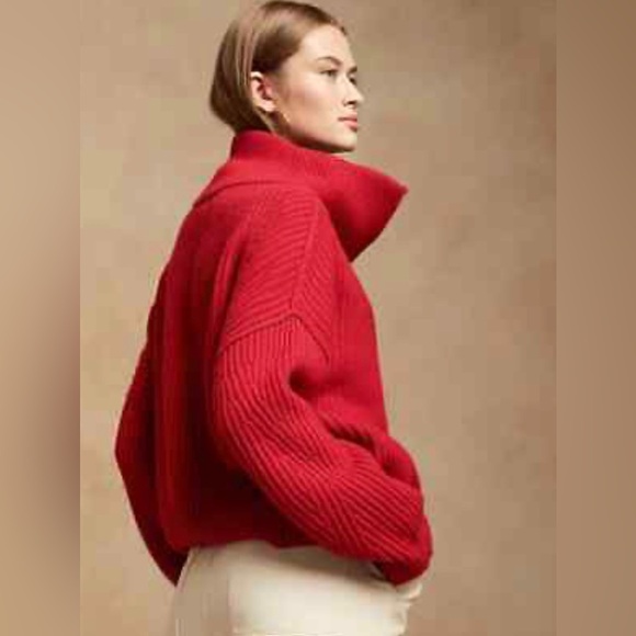 AS IS! NWT! Banana Republic Black Oversized Half-Zip Sweater - Size Large - Picture 3 of 14